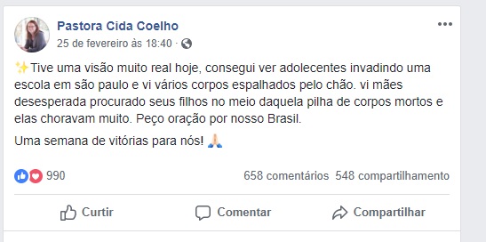 É VERDADE? SUPOSTA PASTORA TERIA FEITO PREVISÃO DO MASSACRE EM SUZANO, DIA 25 DE FEVEREIRO - VEJA VÍDEO - News Rondônia