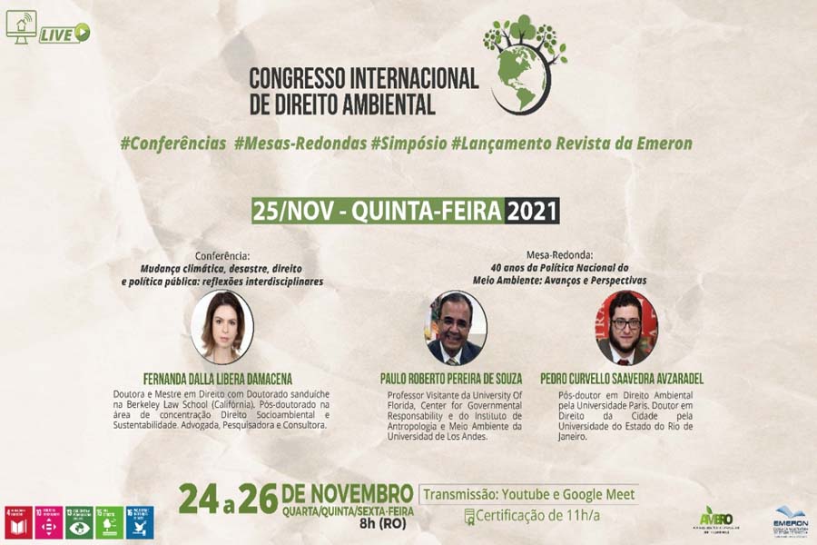 Emeron reúne juristas de renome em Congresso Internacional de Direito Ambiental, que começa amanhã, 24 - News Rondônia