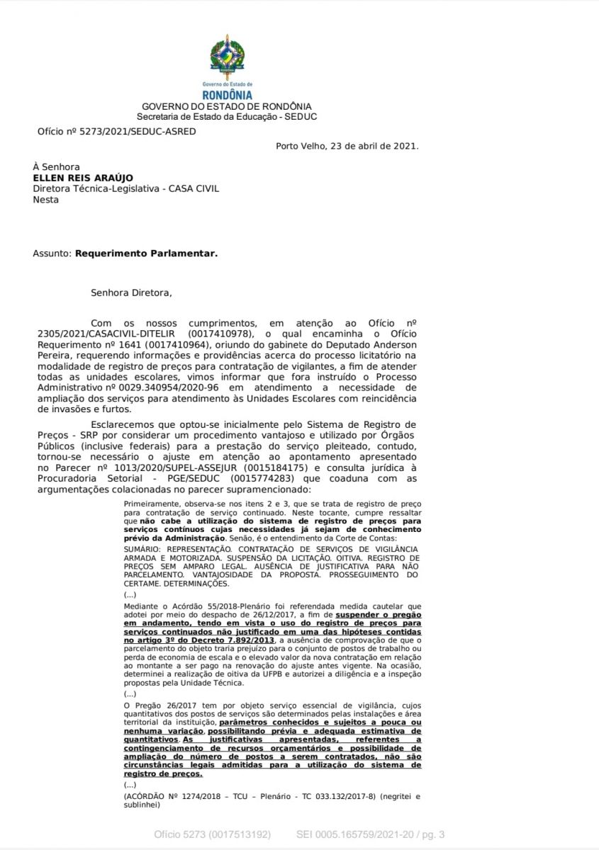 Governo atende deputado Anderson Pereira e lança edital para contratação de mais de 230 vigilantes para as escolas estaduais em RO - News Rondônia