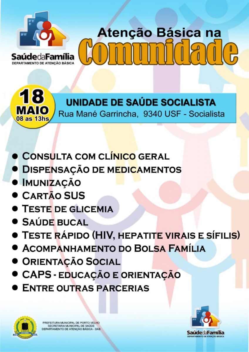 UBS DO SOCIALISTA REALIZA ATENDIMENTOS EM SAÚDE NESTE SÁBADO, 18/5 - News Rondônia