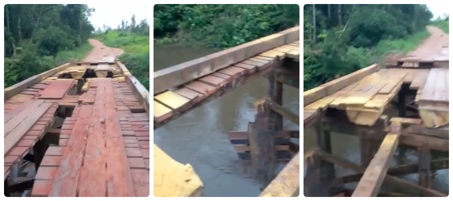 Vandalismo: ponte tem estrutura danificada na região rural de Nova Mamoré; acesso fica localizado na 'Estrada Parque' - News Rondônia