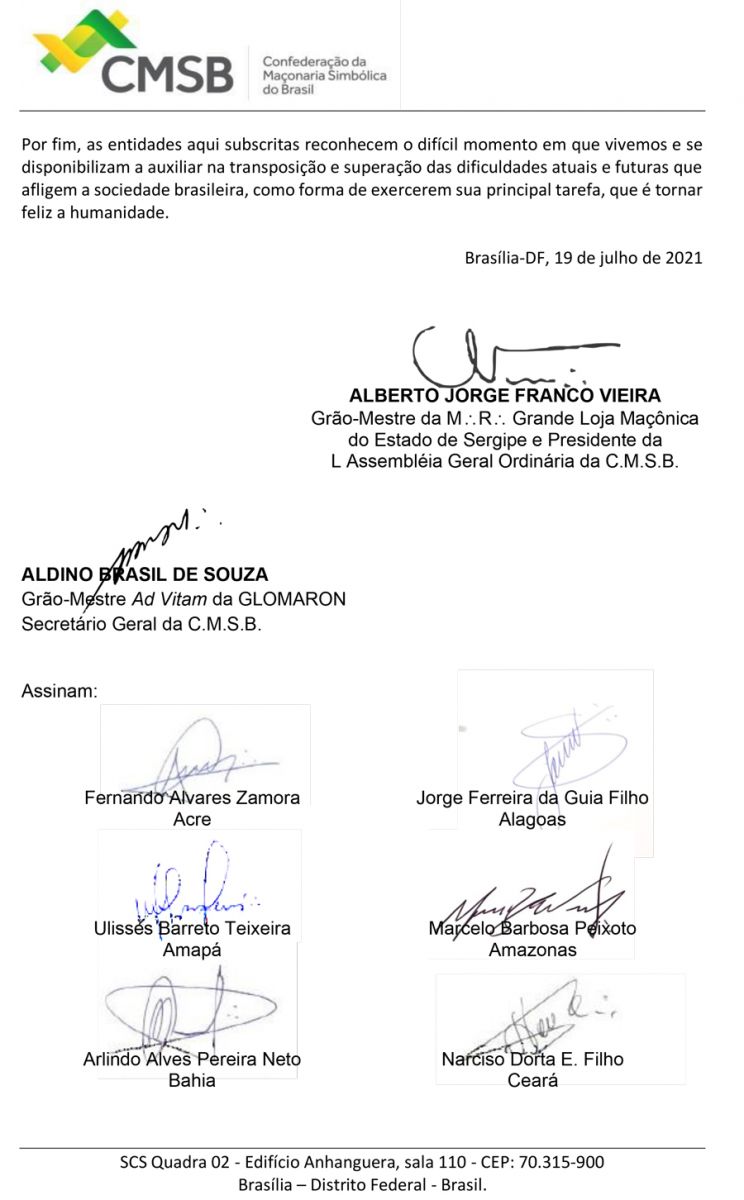 NOTA OFICIAL: CONFEDERAÇÃO DA MAÇONARIA SIMBOLICA DO BRASIL - News Rondônia