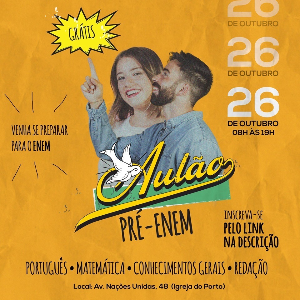 IGREJA DO PORTO PROMOVE AULÃO PREPARATÓRIO GRATUITO PARA ENEM 2019 NO PRÓXIMO SÁBADO - News Rondônia