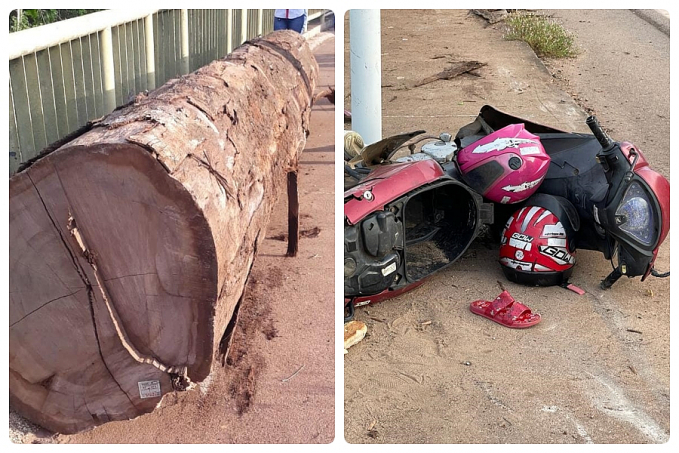 Tora de madeira cai de caminhão e atinge mãe e filha em motocicleta na capital - News Rondônia
