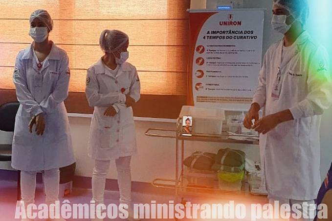 UNIRON: Acadêmicos de Enfermagem orientam sobre a importância dos 4 tempos do curativo em hospital privado - News Rondônia