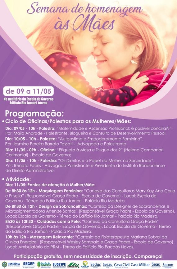 DIA DAS MÃES TEM PALESTRAS E SERVIÇOS DE BELEZA PARA AS MÃES SERVIDORAS ESTADUAIS EM PORTO VELHO - News Rondônia