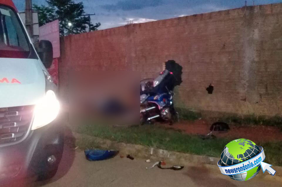 MOTOCICLISTA PASSA DIRETO EM CURVA E MORRE AO COLIDIR EM MURO - News Rondônia