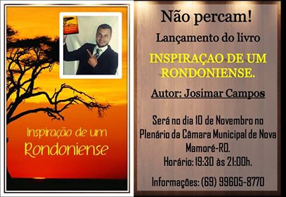 POETA RONDONIENSE LANÇARÁ LIVRO DE POESIAS EM CIDADE DO INTERIOR - News Rondônia