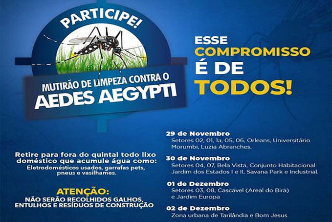 Prefeitura de Jaru promoverá mutirão de limpeza contra a dengue a partir do dia 29 de novembro - News Rondônia