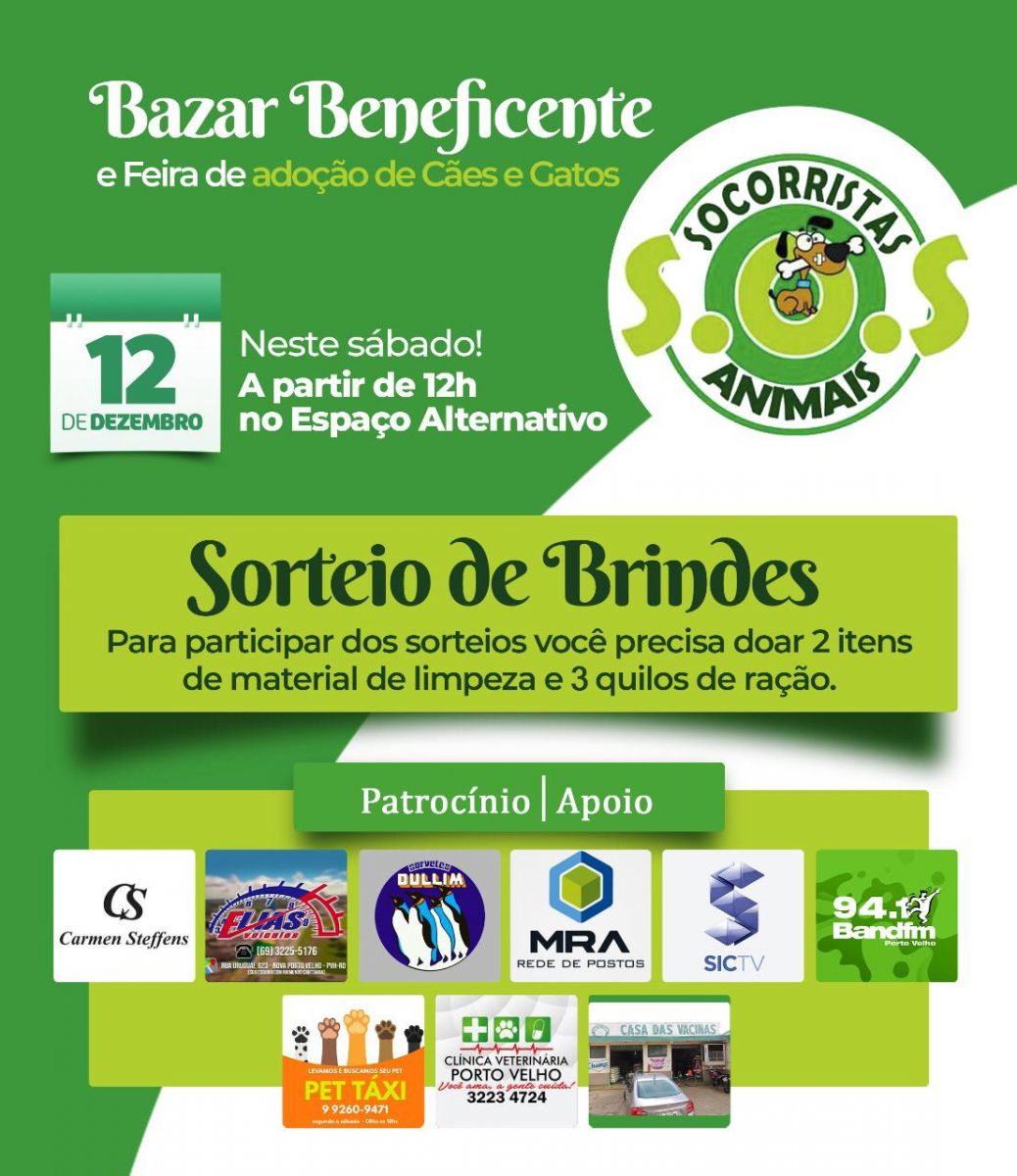 Márcia Socorristas Animais convida toda população para o Bazar beneficente e feira de adoção - News Rondônia