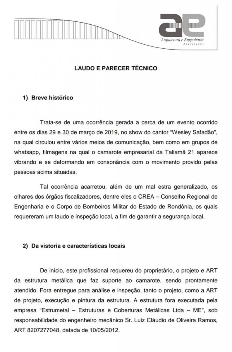 TALISMÃ 21 EMITE NOTA E LAUDO SOBRE POLÊMICA DO CAMAROTE NO SHOW DE WESLEY SAFADÃO - News Rondônia