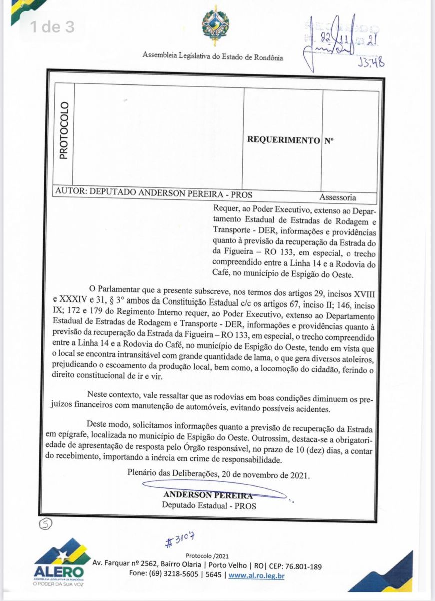 CONQUISTA - Atendendo solicitação do deputado Anderson, DER inicia recuperação da Estrada da Figueira em trecho que liga Espigão do Oeste a Cacoal - News Rondônia