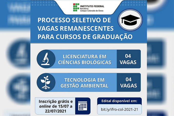 Campus Colorado do Oeste do IFRO oferta novas vagas remanescentes em cursos de graduação - News Rondônia