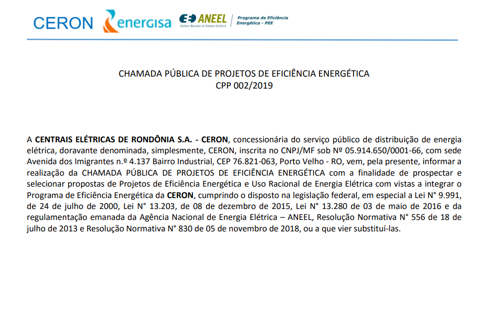 CERON CONVIDA COMÉRCIO E PREFEITURAS PARA APRESENTAR PROJETOS DE EFICIÊNCIA ENERGÉTICA - News Rondônia