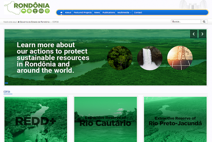 COP-26 - Governo de Rondônia desenvolve página para a COP-26 com conteúdos traduzidos para língua inglesa - News Rondônia
