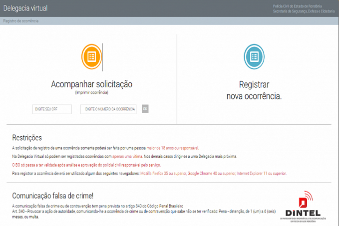 Delegacia Virtual deve ser utilizada para registrar ocorrências de menor complexidade, orienta Polícia Civil - News Rondônia
