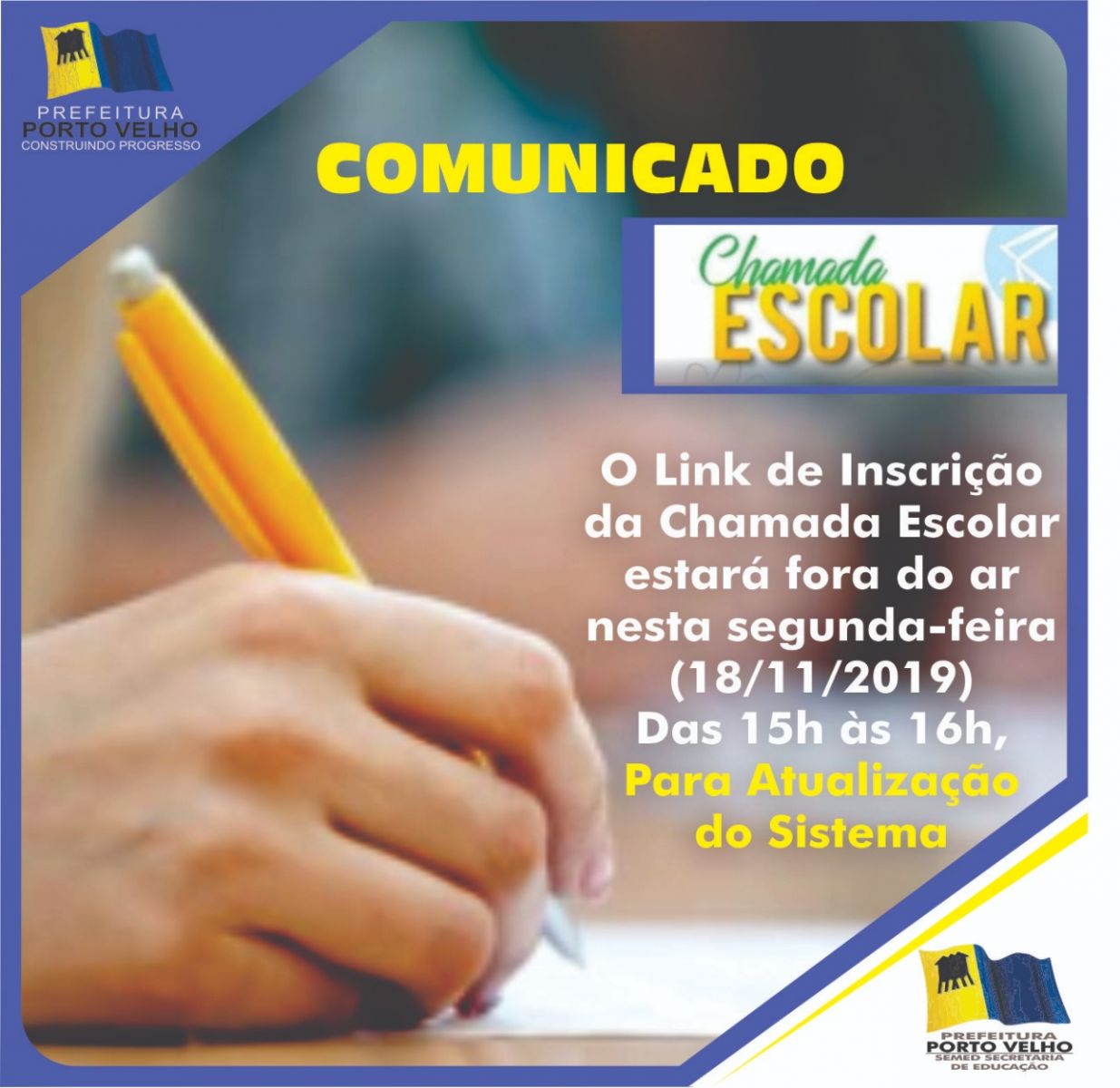 COMUNICADO DA PREFEITURA DE PORTO VELHO - CHAMADA ESCOLAR - News Rondônia
