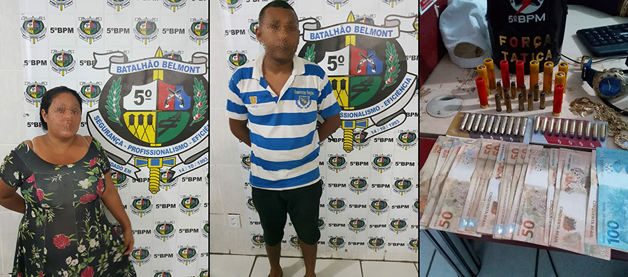 NA LESTE: FORÇA TÁTICA DO 5º BPM PRENDE CASAL COM DINHEIRO E MUNIÇÃO - News Rondônia