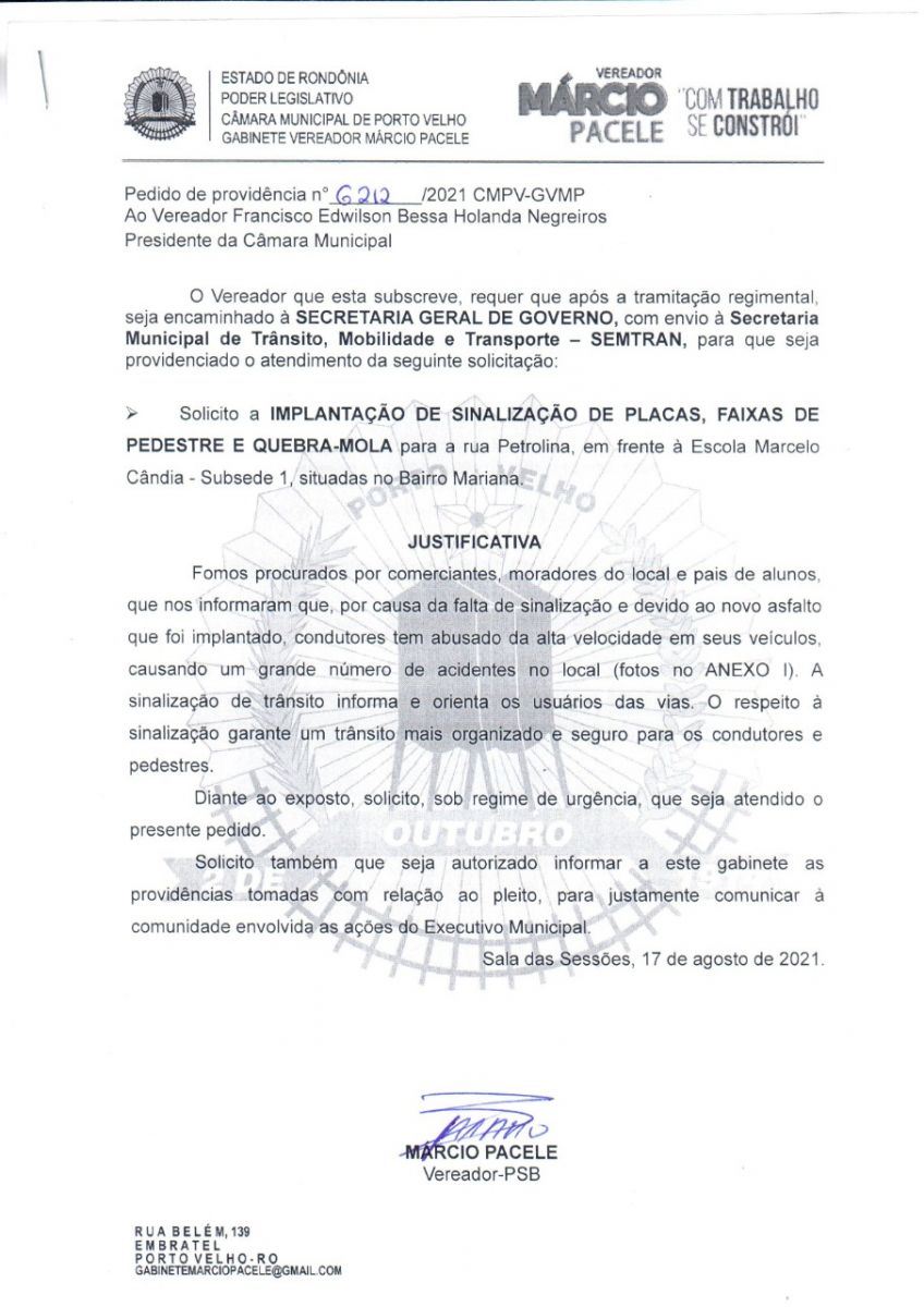 RESOLVIDO  Pedido de Márcio Pacele garante sinalização em frente escola Marcelo Cândia - News Rondônia