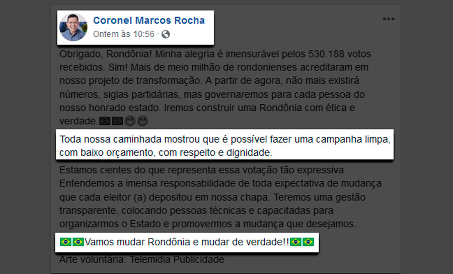 'A PARTIR DE AGORA NÃO MAIS EXISTIRÃO NÚMEROS, SIGLAS PARTIDÁRIAS, MAS GOVERNAREMOS PARA CADA PESSOA', DIZ ROCHA - News Rondônia