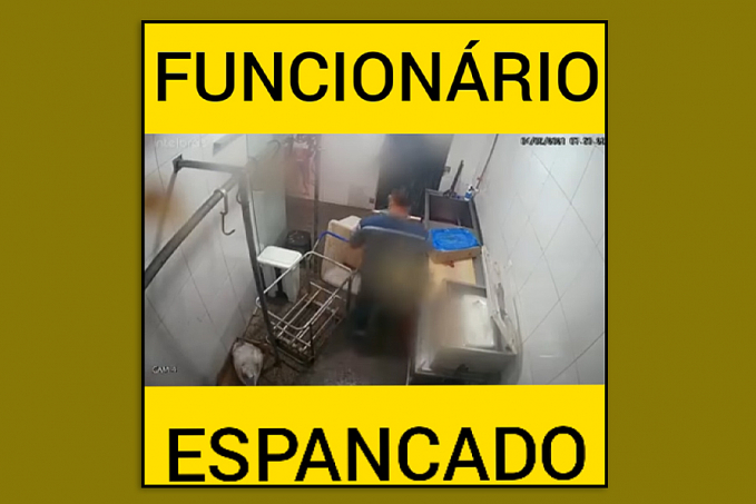 REVOLTANTE: Em vídeo dono de açougue espanca funcionário com mangueira - News Rondônia