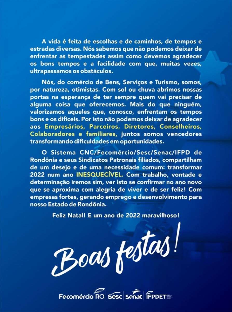 Feliz Natal: Fecomércio RO - News Rondônia