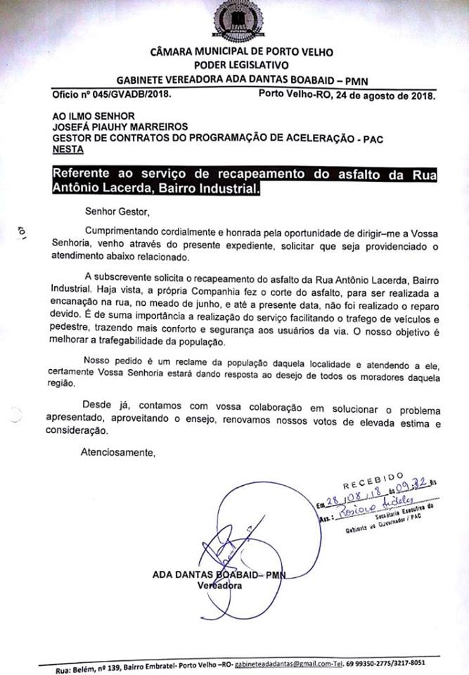 RECAPEAMENTO: RUA NO BAIRRO INDUSTRIAL RECEBE MELHORIAS APÓS PEDIDO DE ADA DANTAS BOABAID - News Rondônia