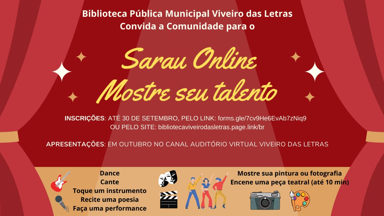 VIVEIRO DAS LETRAS - Biblioteca abre inscrições para artistas e estudantes participarem de Sarau - News Rondônia