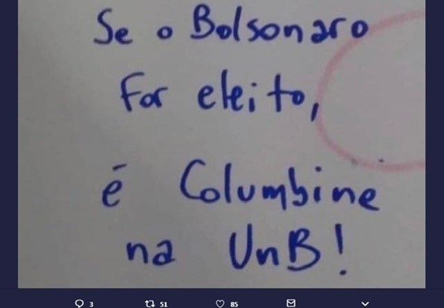 UNB É PICHADA COM AMEAÇA DE MASSACRE - News Rondônia