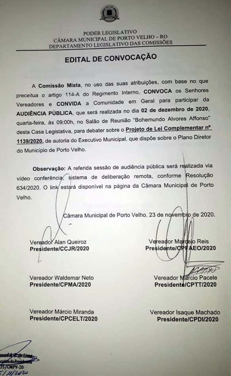 EDWILSON NEGREIROS convida população para audiência pública que vai debater o novo Plano Diretor; a reunião ocorrerá por videoconferência - News Rondônia
