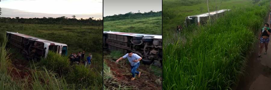 ÔNIBUS QUE FAZIA O TRANSPORTE DE ACADÊMICOS TOMBA NA BR-364; HÁ INFORMAÇÕES DE FERIDOS - FOTOS - News Rondônia