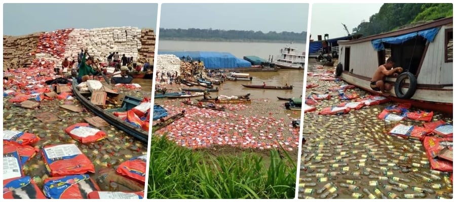 Balsa carregada com mercadorias sofre acidente no Rio Madeira; carga é saqueada por ribeirinhos - News Rondônia