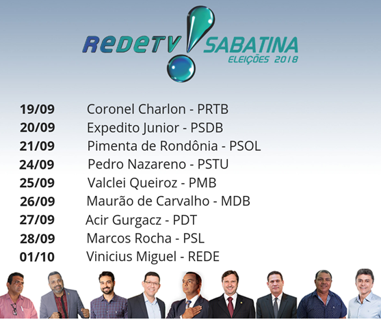 SABATINA A CANDIDATOS AO GOVERNO COMEÇA NESTA QUARTA NA REDETV RO - News Rondônia