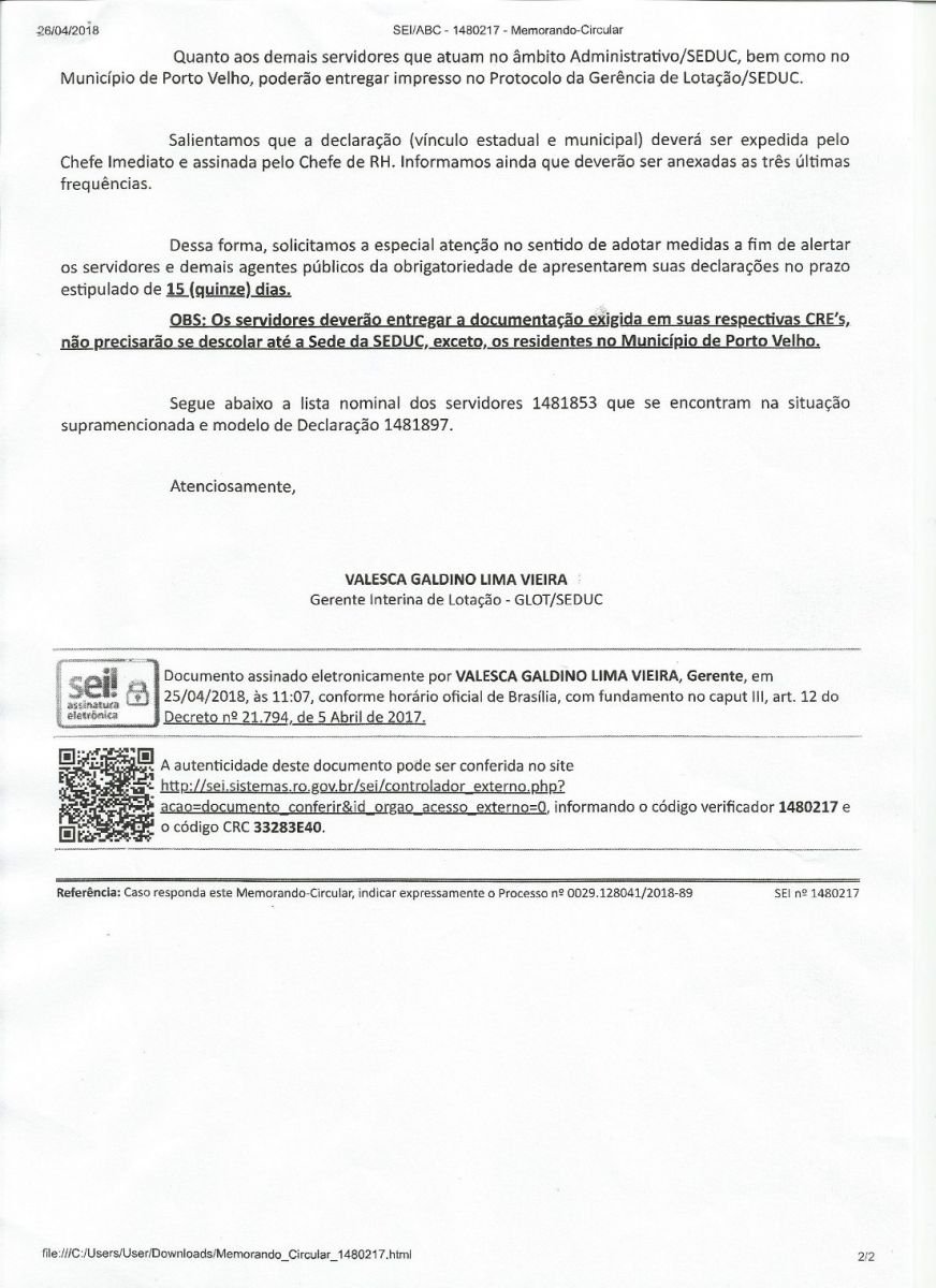SEDUC DIVULGA LISTA DE SERVIDORES COM ACÚMULO INDEVIDO DE CARGOS E ORIENTAÇÕES PARA REGULARIZAÇÃO DA SITUAÇÃO NO PRAZO DE 15 DIAS - News Rondônia