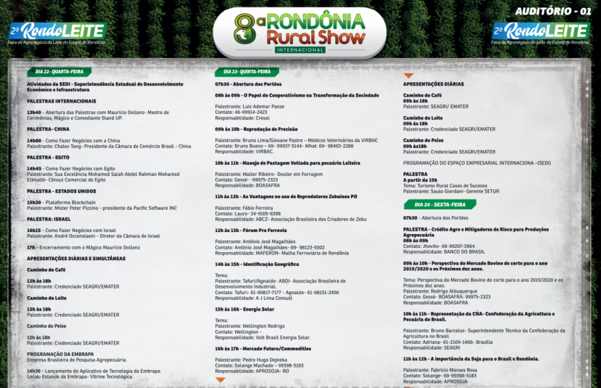 FEIRA TEM VASTA PROGRAMAÇÃO COM PALESTRAS VOLTADAS AO CRESCIMENTO DO SETOR DE AGRONEGÓCIOS EM RONDÔNIA - News Rondônia