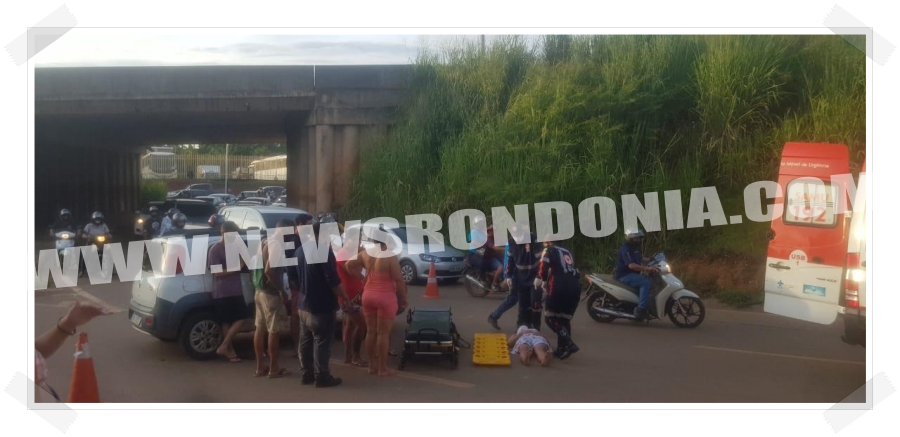 Ciclista fica lesionada após colidir contra carro que fazia o retorno em Viaduto - News Rondônia