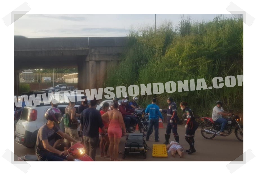 Ciclista fica lesionada após colidir contra carro que fazia o retorno em Viaduto - News Rondônia