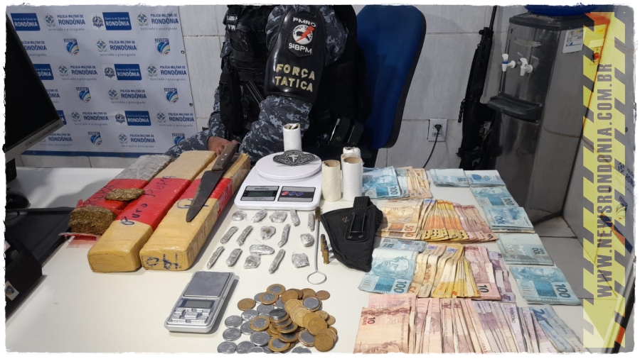 Força Tática do 9° batalhão prende suspeito com drogas e quase 10 reais em residência na sul - News Rondônia