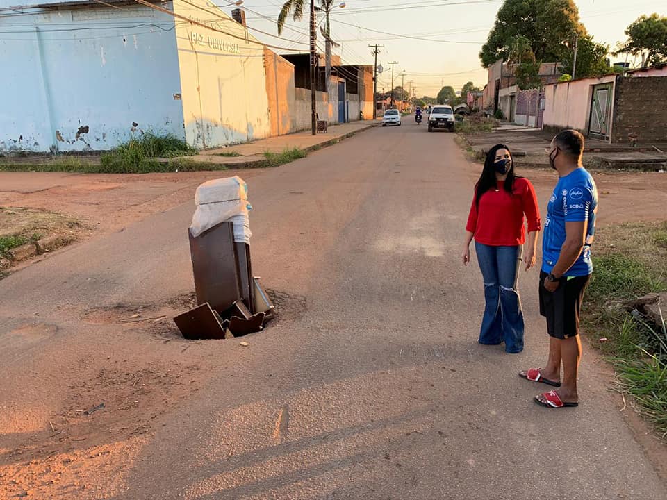 Vereadora Cristiane Lopes cobra solução para Bueiro aberto no Bairro Caladinho - News Rondônia