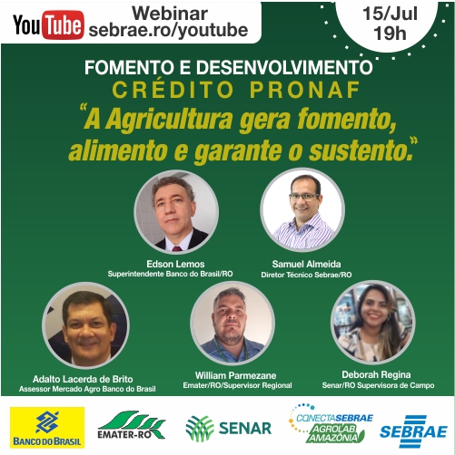 Sebrae e Banco do Brasil debatem crédito do Pronaf em evento virtual - News Rondônia