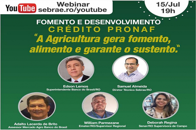Sebrae e Banco do Brasil debatem crédito do Pronaf em evento virtual - News Rondônia