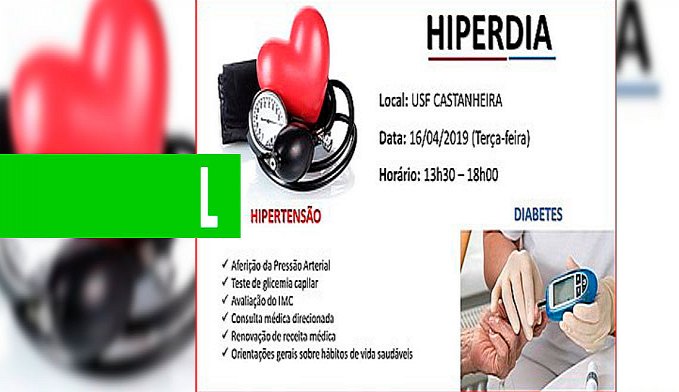 NESTA TERÇA-FEIRA, TEM ATENDIMENTO PARA OS HIPERTENSOS NA UBS CASTANHEIRA - News Rondônia