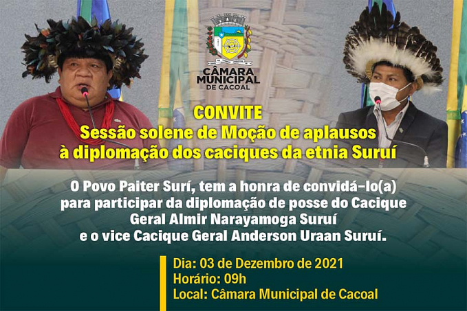 Câmara aprovou Sessão solene de Moção de aplauso à diplomação dos caciques da etnia Suruí - News Rondônia