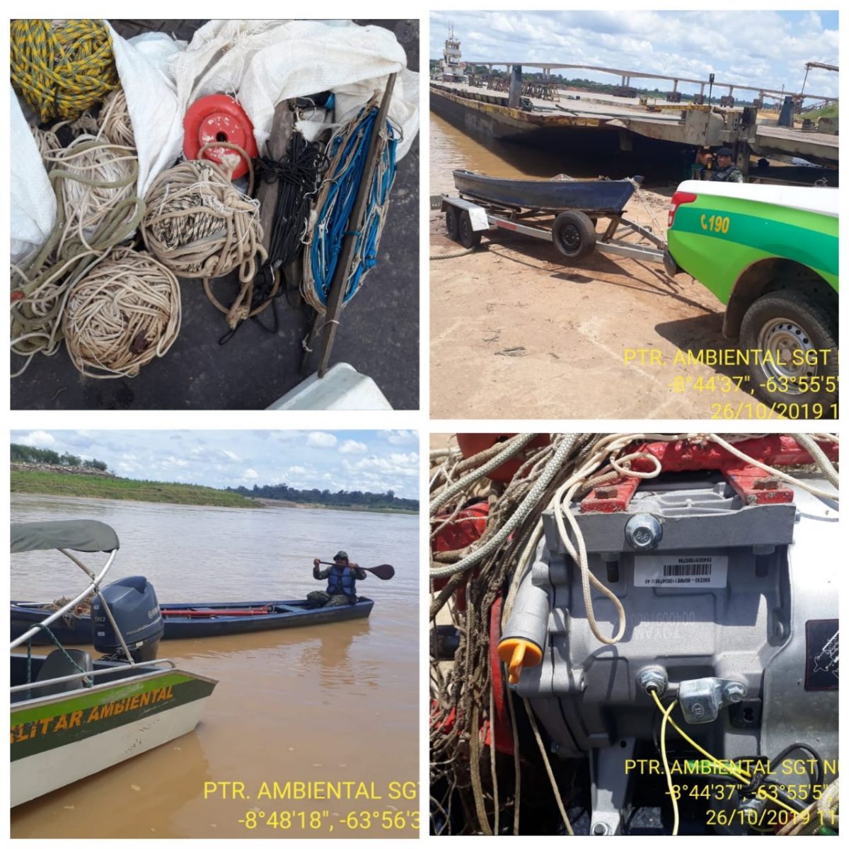POLICIAIS MILITARES DO BPA APREENDEM MATERIAIS UTILIZADO EM PESCA IRREGULAR NO RIO MADEIRA - News Rondônia