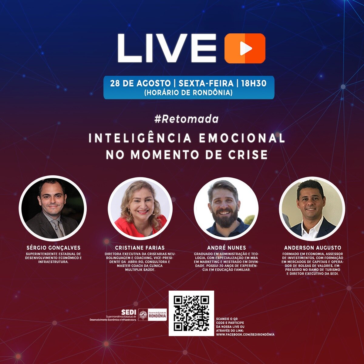 RETOMADA - Inteligência emocional para a retomada da economia é o tema da próxima live da Sedi, nesta sexta-feira, 28 - News Rondônia