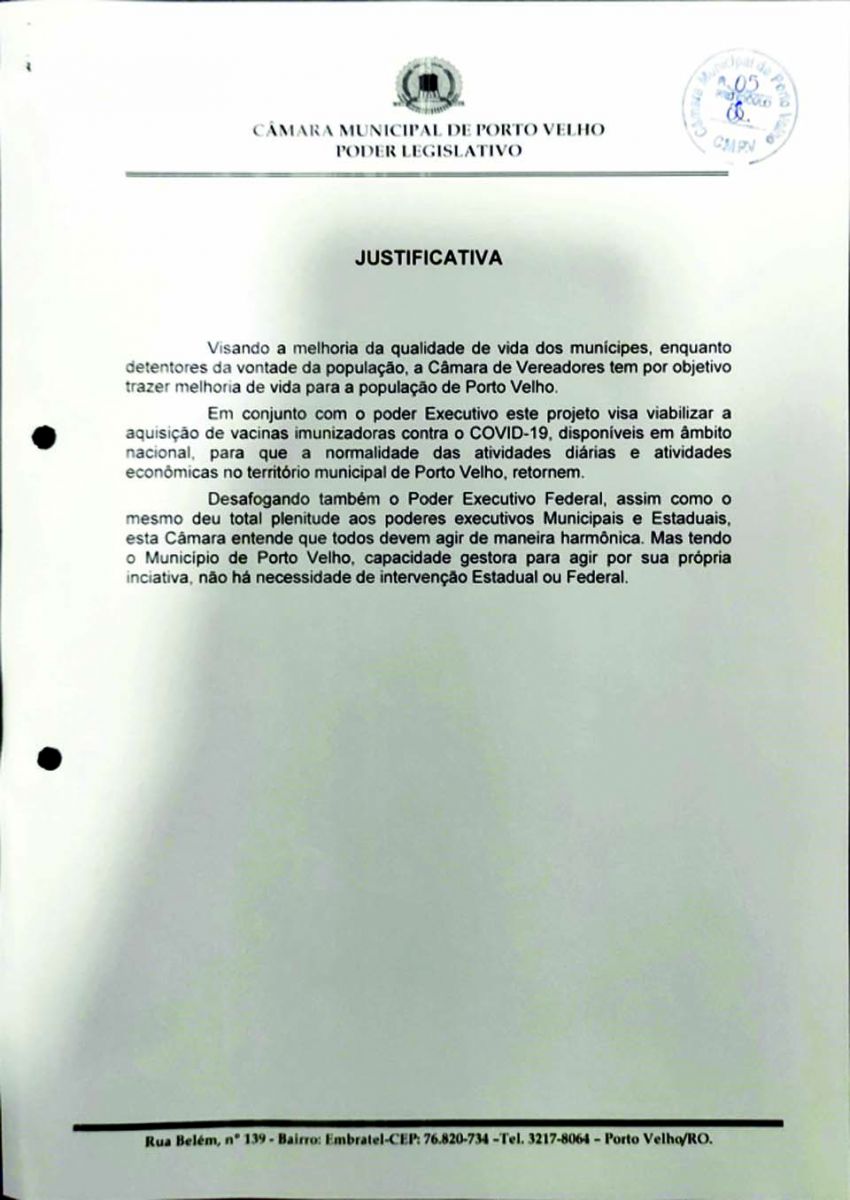 Câmara de Porto Velho aprova lei que autoriza prefeito a comprar vacinas para combater o Coronavírus - News Rondônia