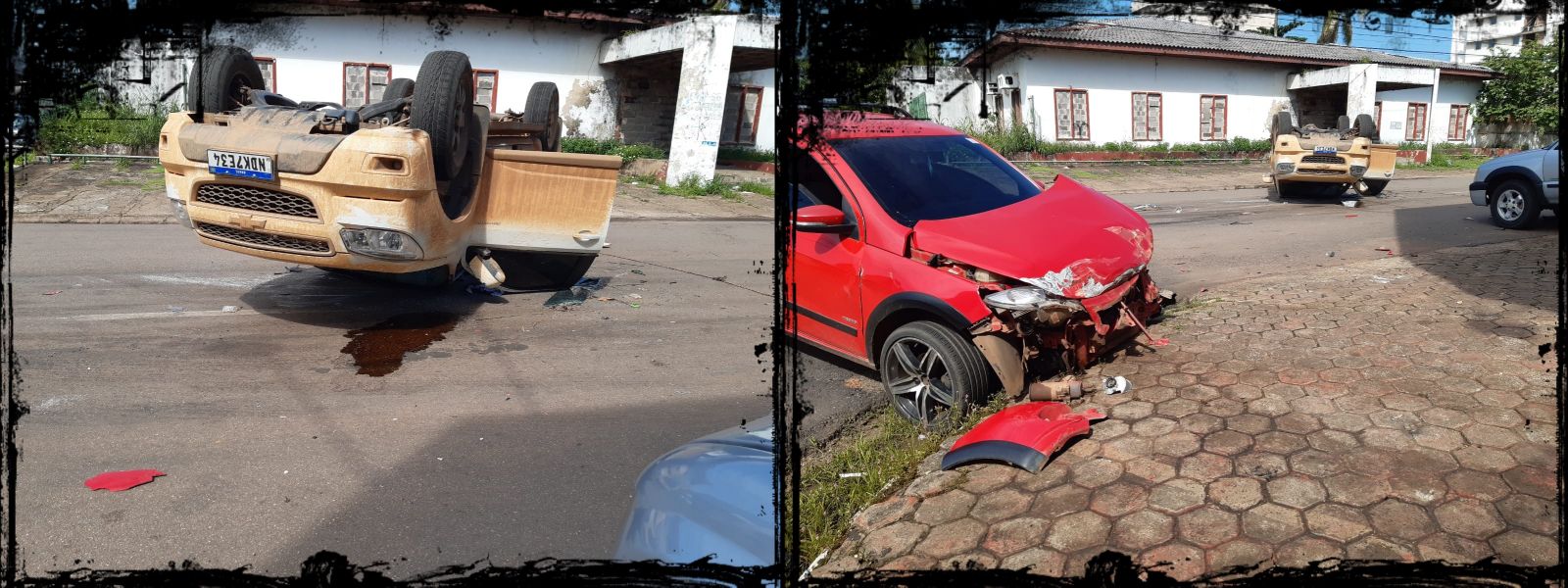 MAIS UM: Colisão entre veículos termina em capotamento no centro - News Rondônia