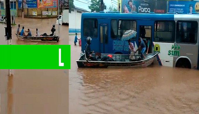 INUSITADO: HOMEM EM BARCO RETIRA PASSAGEIROS DE ÔNIBUS EM RUA ALAGADA NA CAPITAL - FOTOS E VÍDEOS - News Rondônia