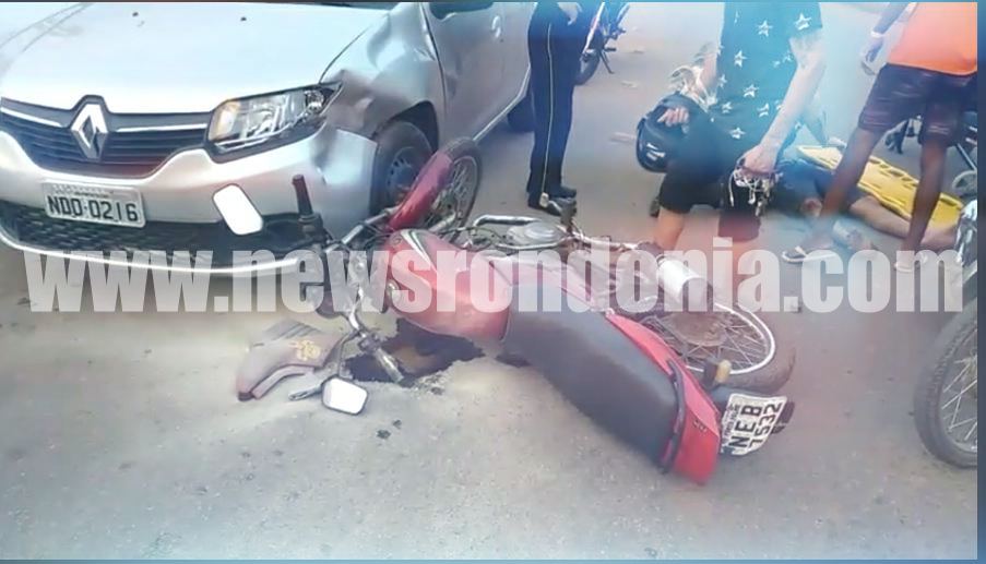 Motociclista fica lesionado após bater em carro na zona leste de Porto Velho - News Rondônia