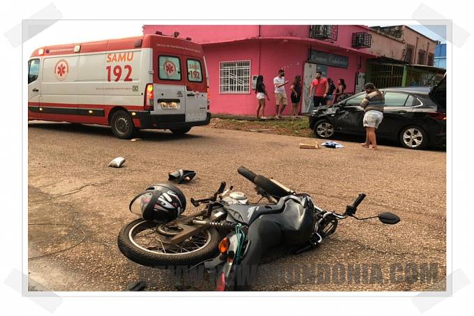 Motociclista fica em estado gravíssimo após avançar preferencial e colidir na lateral de carro - News Rondônia